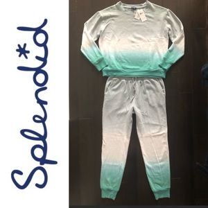 NWT SPLENDID ombre dip-dye sweatsuit jogger set XS